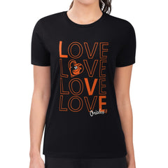 Black Baltimore Orioles G-III 4Her by Carl Banks Women's Super-Slim Fit Lightweight Love Graphic Team T-Shirt