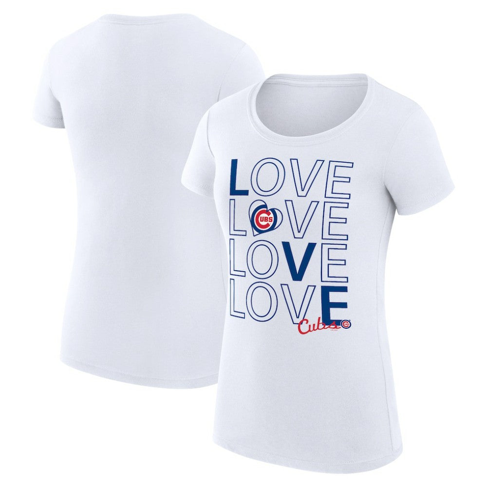 White Chicago Cubs G-III 4Her by Carl Banks Women's Super-Slim Fit Lightweight Love Graphic Team T-Shirt