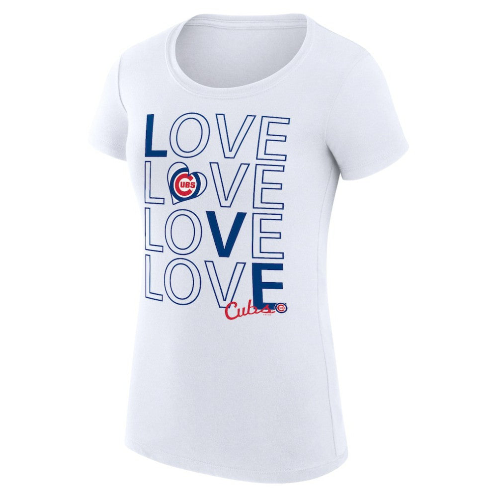 White Chicago Cubs G-III 4Her by Carl Banks Women's Super-Slim Fit Lightweight Love Graphic Team T-Shirt