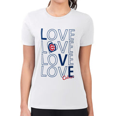 White Chicago Cubs G-III 4Her by Carl Banks Women's Super-Slim Fit Lightweight Love Graphic Team T-Shirt