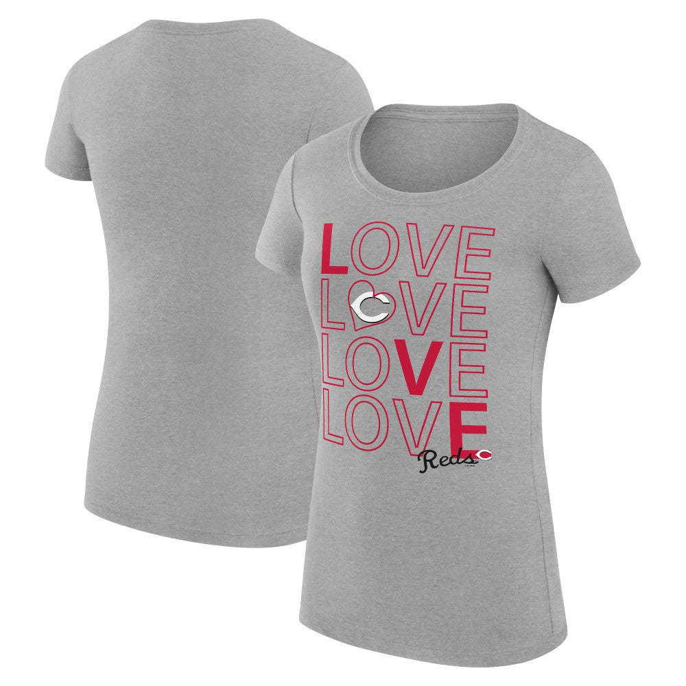 Heather Gray Cincinnati Reds G-III 4Her by Carl Banks Women's Super-Slim Fit Lightweight Love Graphic Team T-Shirt