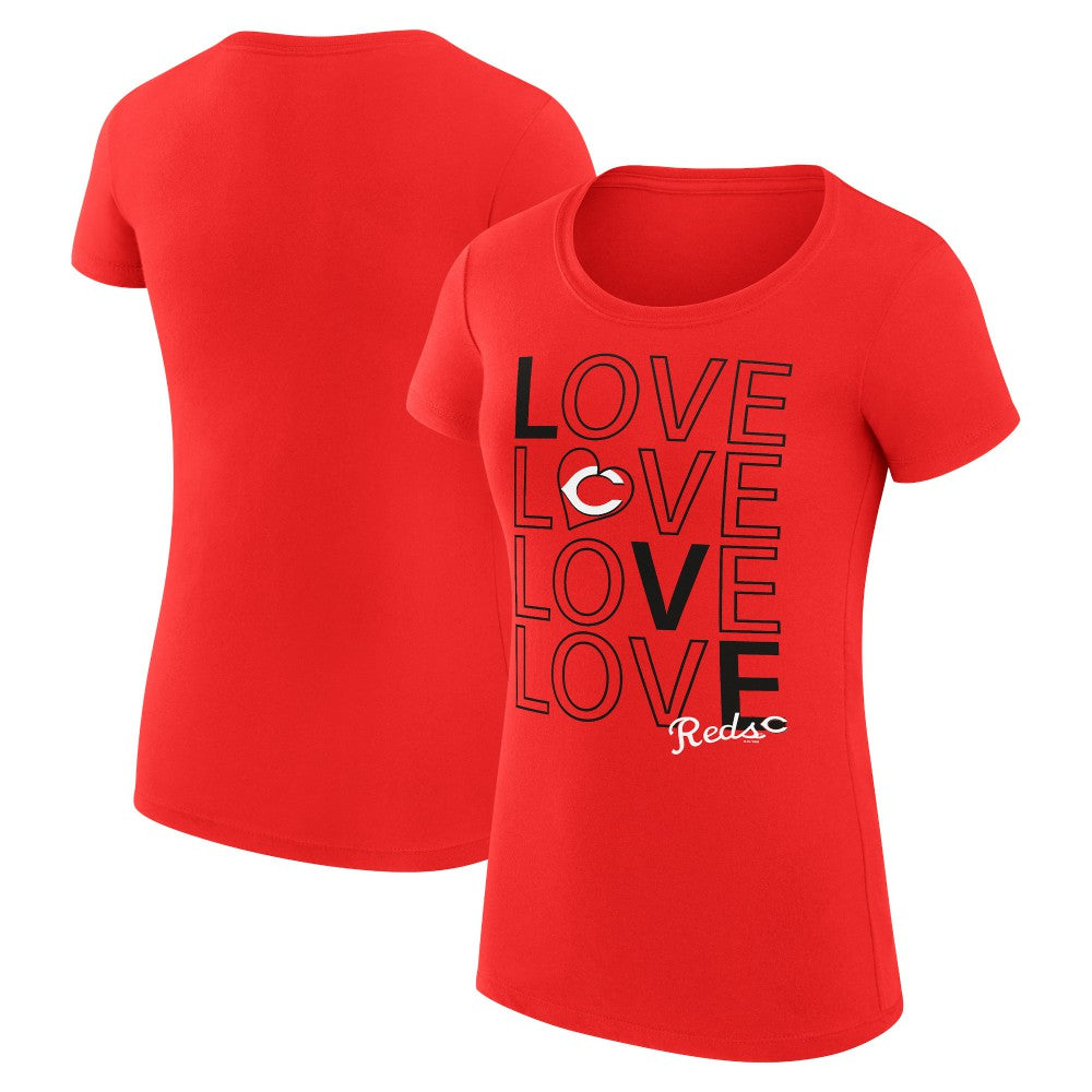 Red Cincinnati Reds G-III 4Her by Carl Banks Women's Super-Slim Fit Lightweight Love Graphic Team T-Shirt