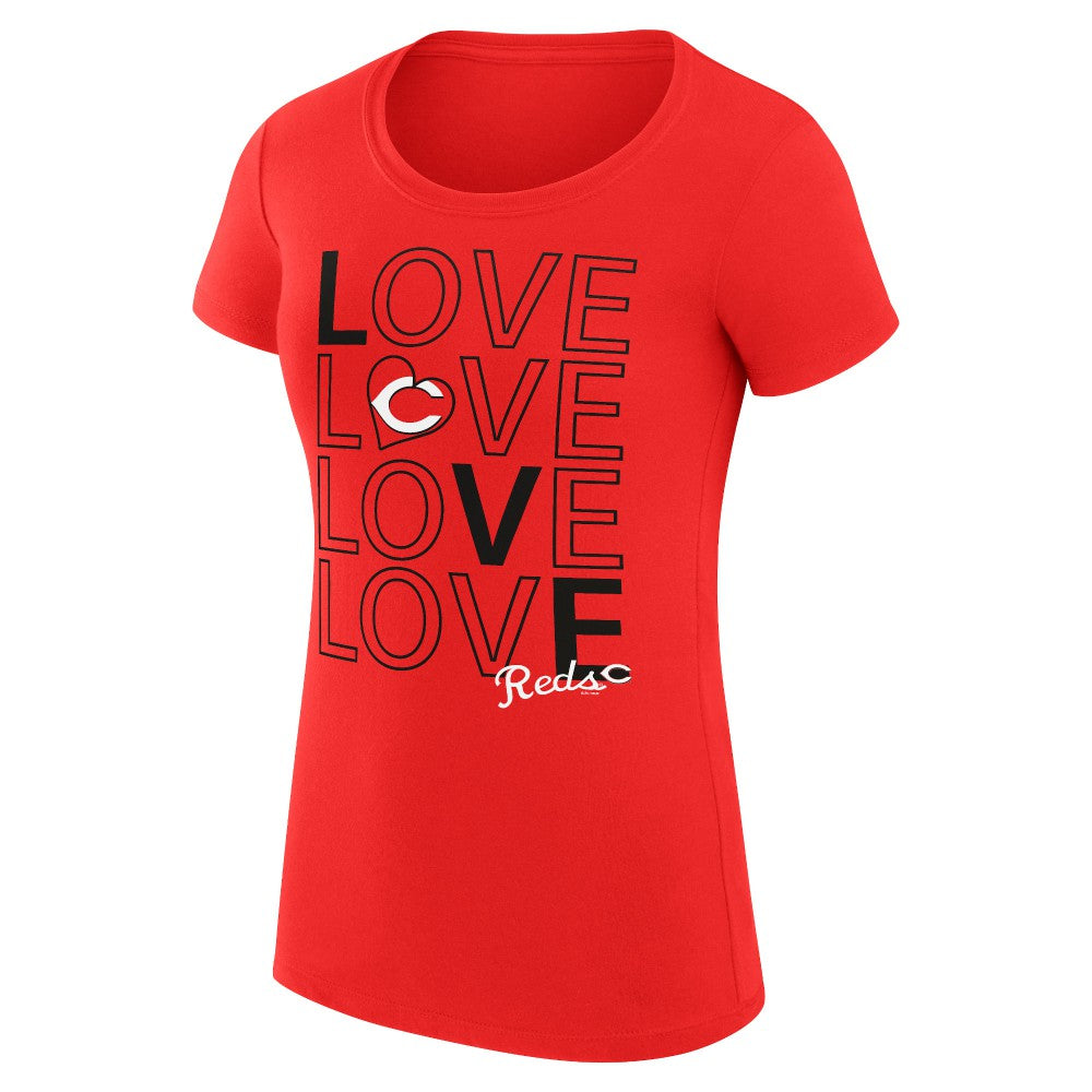 Red Cincinnati Reds G-III 4Her by Carl Banks Women's Super-Slim Fit Lightweight Love Graphic Team T-Shirt