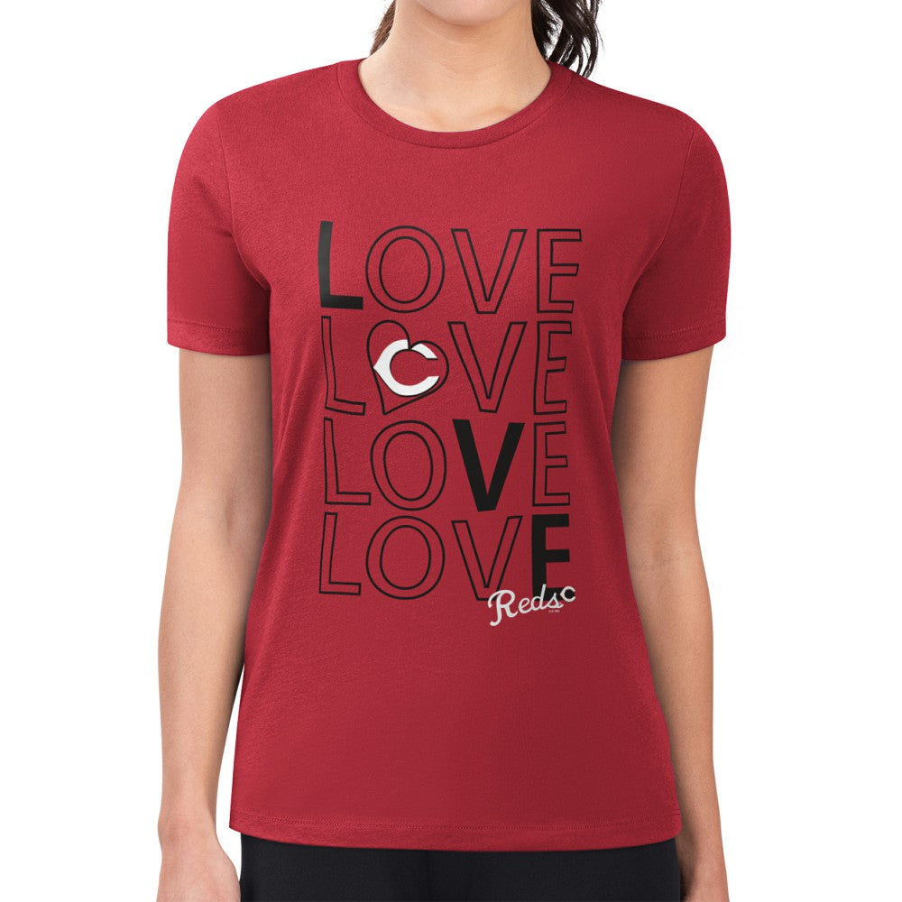 Red Cincinnati Reds G-III 4Her by Carl Banks Women's Super-Slim Fit Lightweight Love Graphic Team T-Shirt
