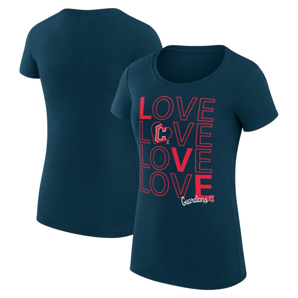 Navy Cleveland Guardians G-III 4Her by Carl Banks Women's Super-Slim Fit Lightweight Love Graphic Team T-Shirt