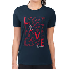 Navy Cleveland Guardians G-III 4Her by Carl Banks Women's Super-Slim Fit Lightweight Love Graphic Team T-Shirt