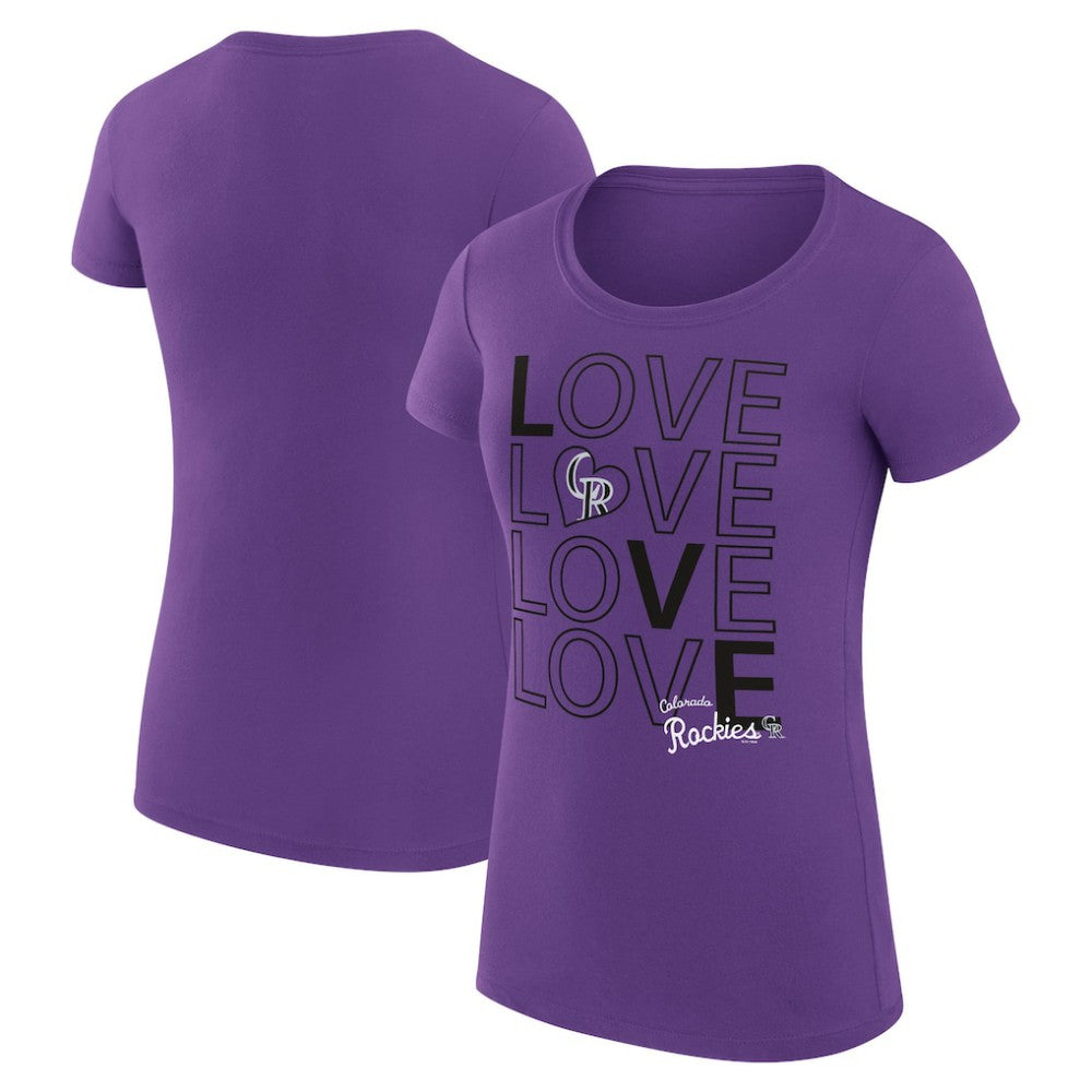 Purple Colorado Rockies G-III 4Her by Carl Banks Women's Super-Slim Fit Lightweight Love Graphic Team T-Shirt