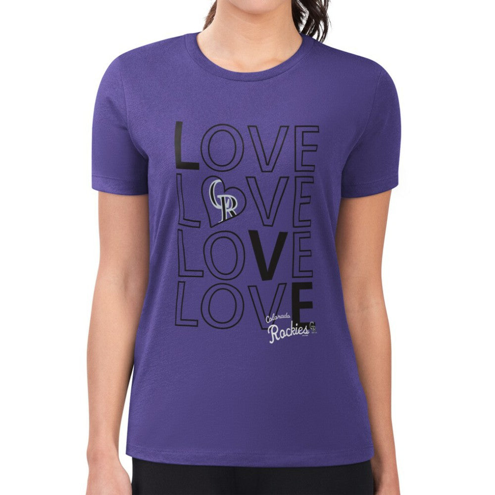 Purple Colorado Rockies G-III 4Her by Carl Banks Women's Super-Slim Fit Lightweight Love Graphic Team T-Shirt