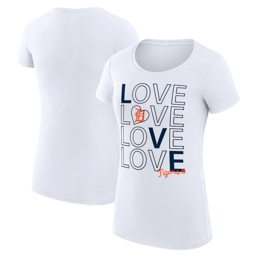 White Detroit Tigers G-III 4Her by Carl Banks Women's Super-Slim Fit Lightweight Love Graphic Team T-Shirt