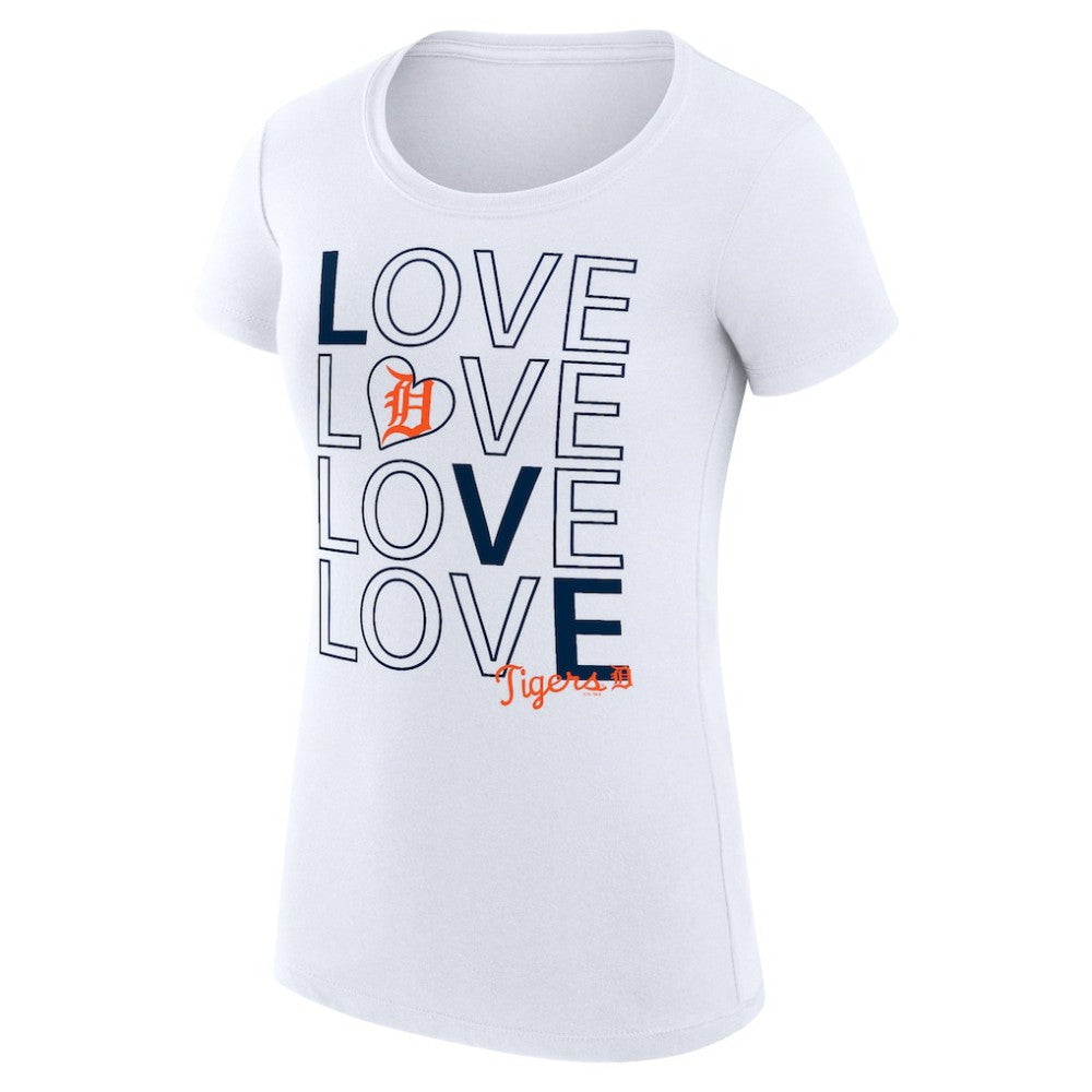 White Detroit Tigers G-III 4Her by Carl Banks Women's Super-Slim Fit Lightweight Love Graphic Team T-Shirt