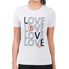 White Detroit Tigers G-III 4Her by Carl Banks Women's Super-Slim Fit Lightweight Love Graphic Team T-Shirt