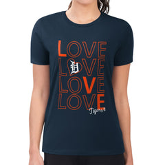 Navy Detroit Tigers G-III 4Her by Carl Banks Women's Super-Slim Fit Lightweight Love Graphic Team T-Shirt
