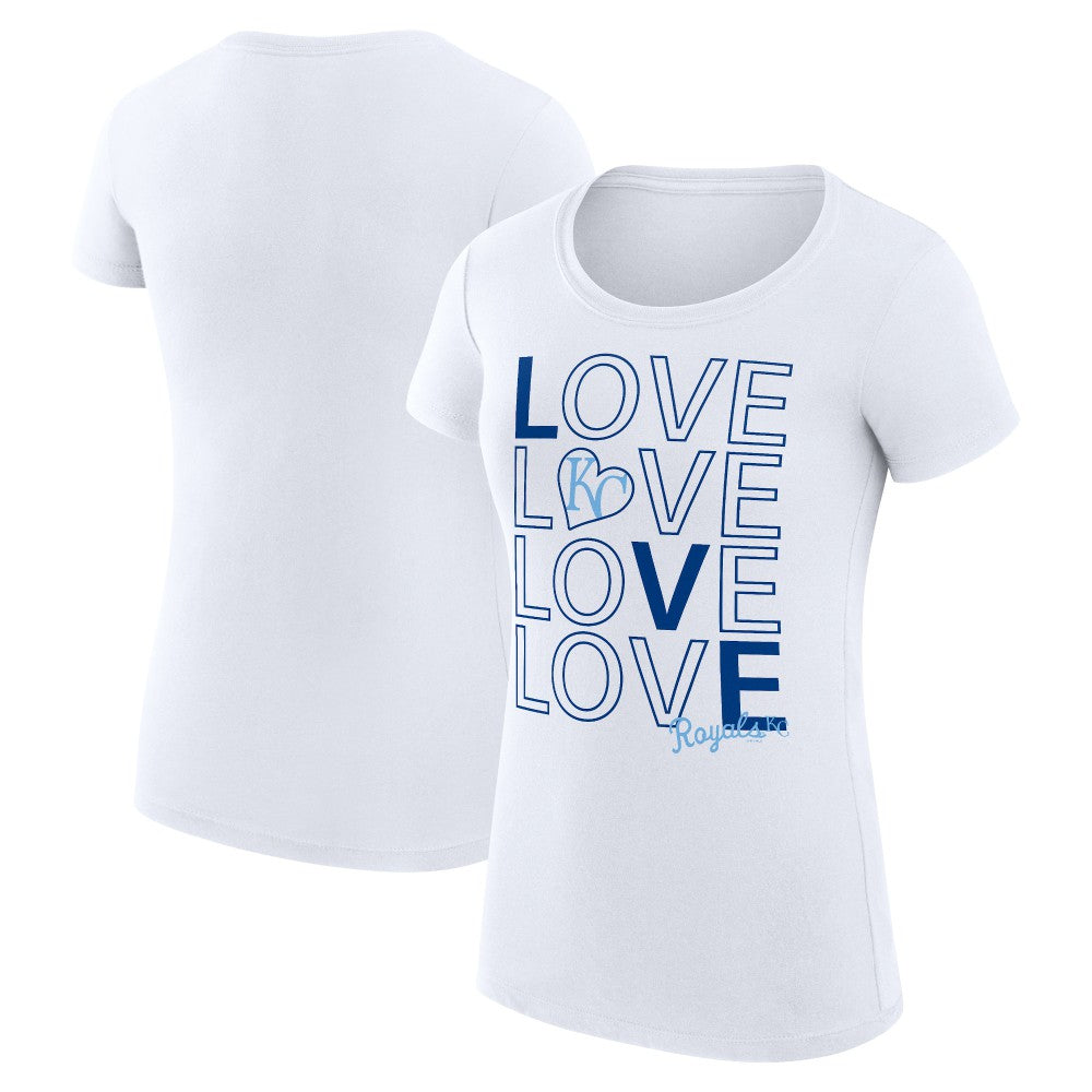 White Kansas City Royals G-III 4Her by Carl Banks Women's Super-Slim Fit Lightweight Love Graphic Team T-Shirt