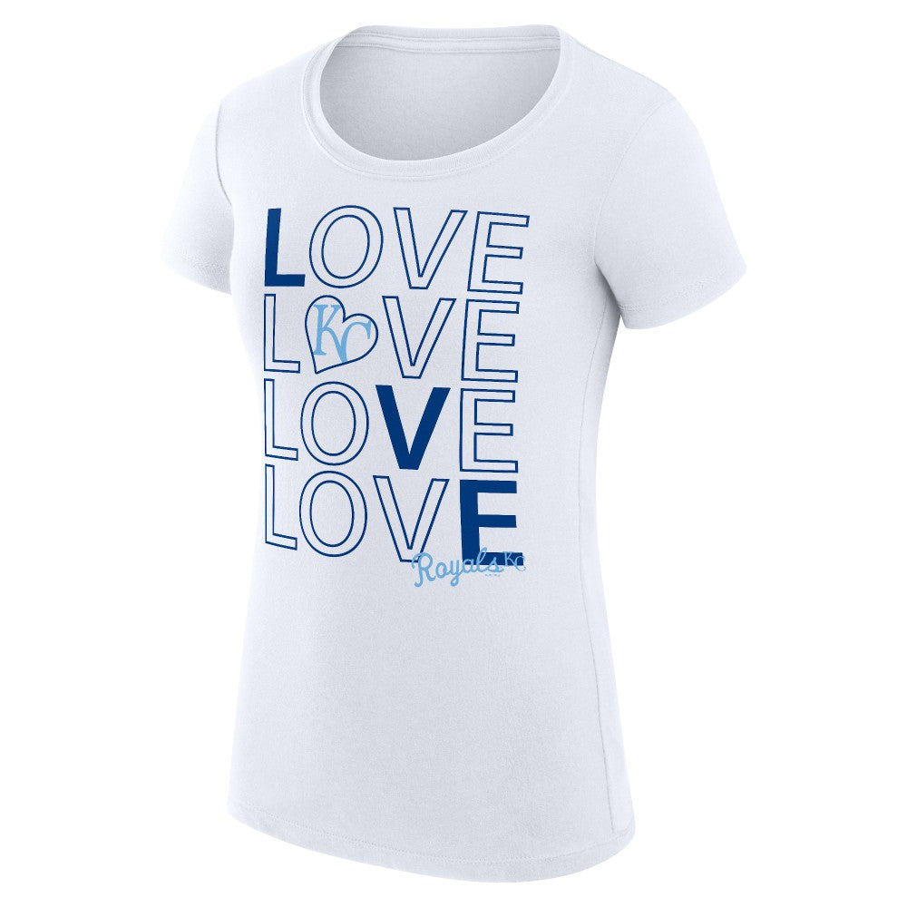 White Kansas City Royals G-III 4Her by Carl Banks Women's Super-Slim Fit Lightweight Love Graphic Team T-Shirt