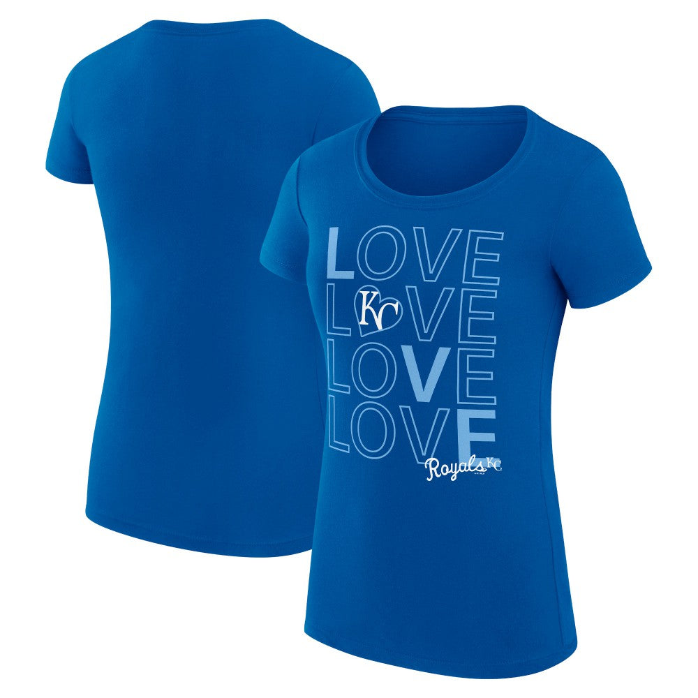 Royal Kansas City Royals G-III 4Her by Carl Banks Women's Super-Slim Fit Lightweight Love Graphic Team T-Shirt