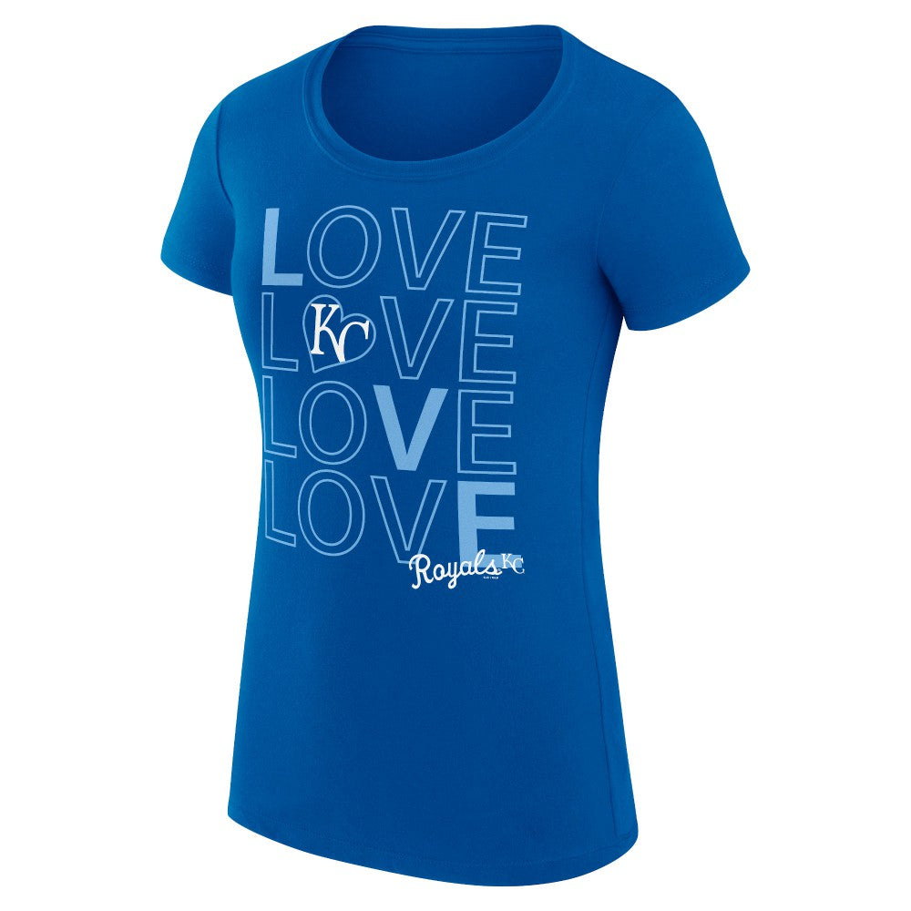 Royal Kansas City Royals G-III 4Her by Carl Banks Women's Super-Slim Fit Lightweight Love Graphic Team T-Shirt