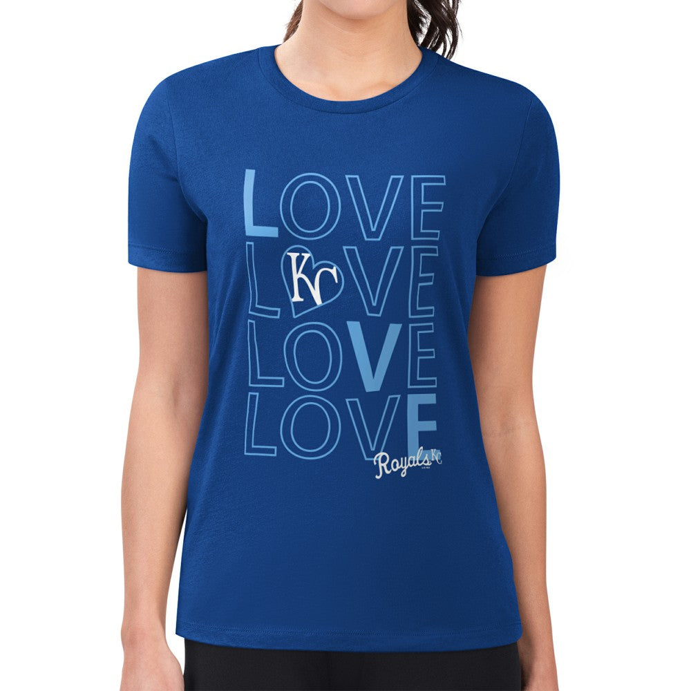 Royal Kansas City Royals G-III 4Her by Carl Banks Women's Super-Slim Fit Lightweight Love Graphic Team T-Shirt