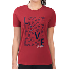 Red Los Angeles Angels G-III 4Her by Carl Banks Women's Super-Slim Fit Lightweight Love Graphic Team T-Shirt