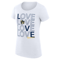 White Milwaukee Brewers G-III 4Her by Carl Banks Women's Super-Slim Fit Lightweight Love Graphic Team T-Shirt