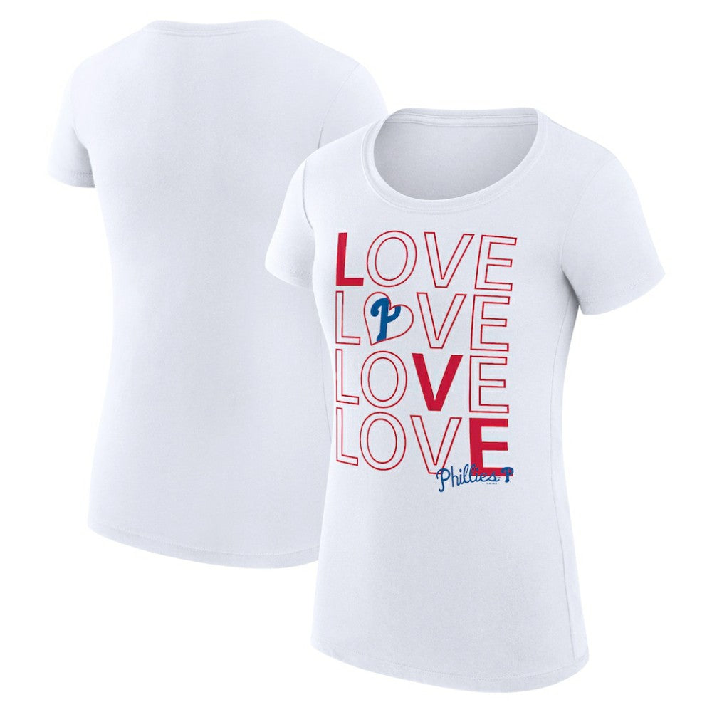 White Philadelphia Phillies G-III 4Her by Carl Banks Women's Super-Slim Fit Lightweight Love Graphic Team T-Shirt
