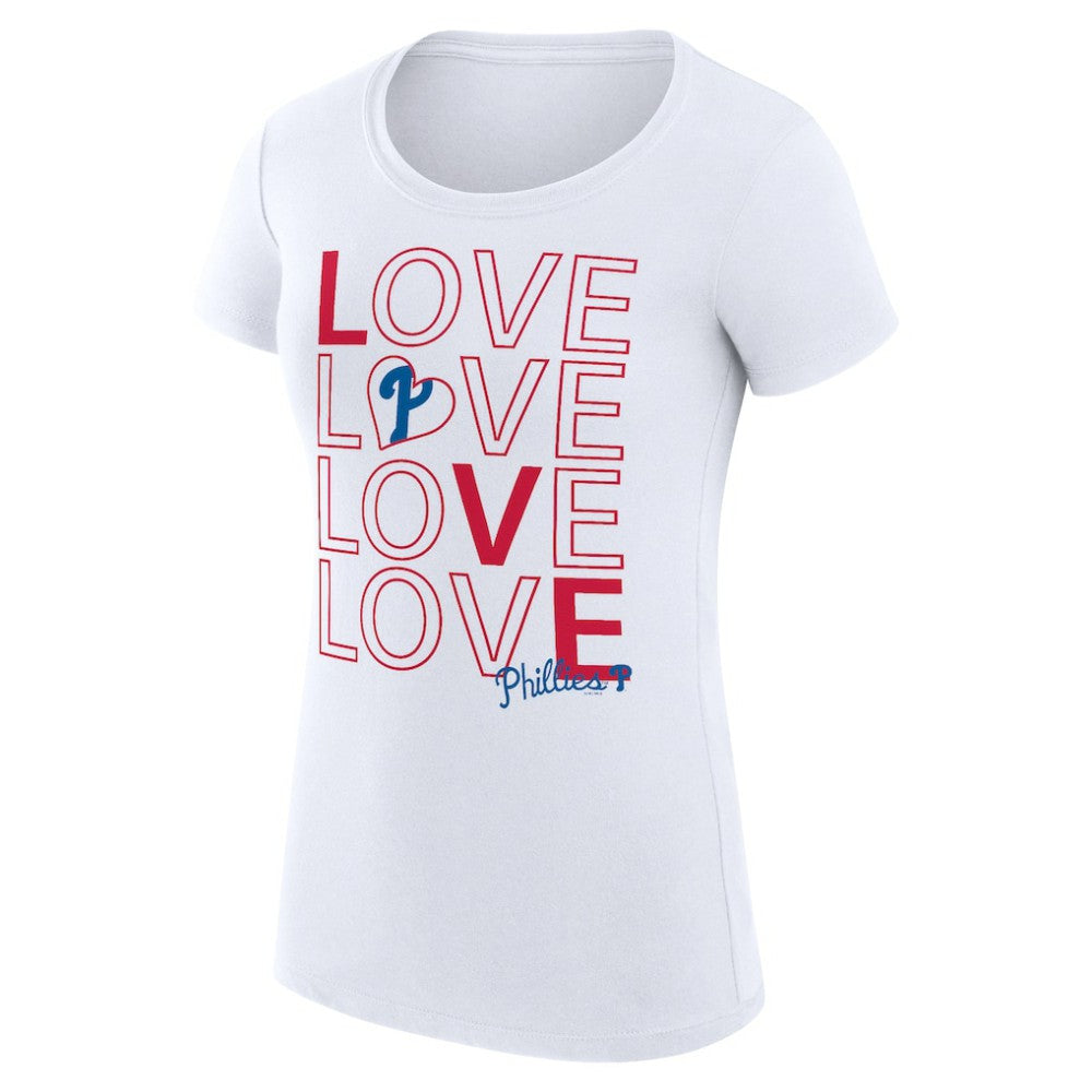 White Philadelphia Phillies G-III 4Her by Carl Banks Women's Super-Slim Fit Lightweight Love Graphic Team T-Shirt