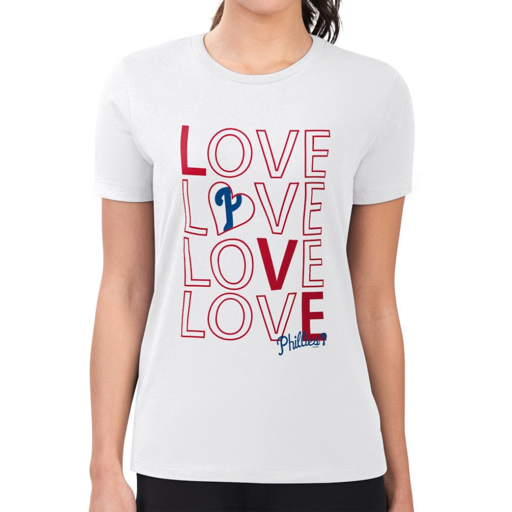 White Philadelphia Phillies G-III 4Her by Carl Banks Women's Super-Slim Fit Lightweight Love Graphic Team T-Shirt