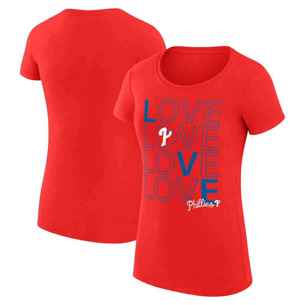 Red Philadelphia Phillies G-III 4Her by Carl Banks Women's Super-Slim Fit Lightweight Love Graphic Team T-Shirt