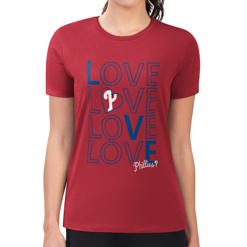 Red Philadelphia Phillies G-III 4Her by Carl Banks Women's Super-Slim Fit Lightweight Love Graphic Team T-Shirt