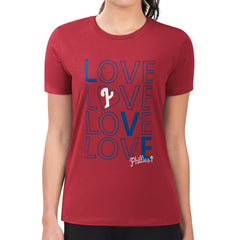 Red Philadelphia Phillies G-III 4Her by Carl Banks Women's Super-Slim Fit Lightweight Love Graphic Team T-Shirt