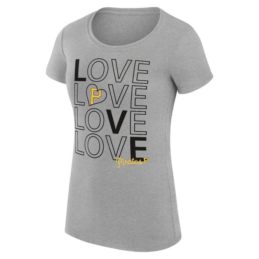 Heather Gray Pittsburgh Pirates G-III 4Her by Carl Banks Women's Super-Slim Fit Lightweight Love Graphic Team T-Shirt