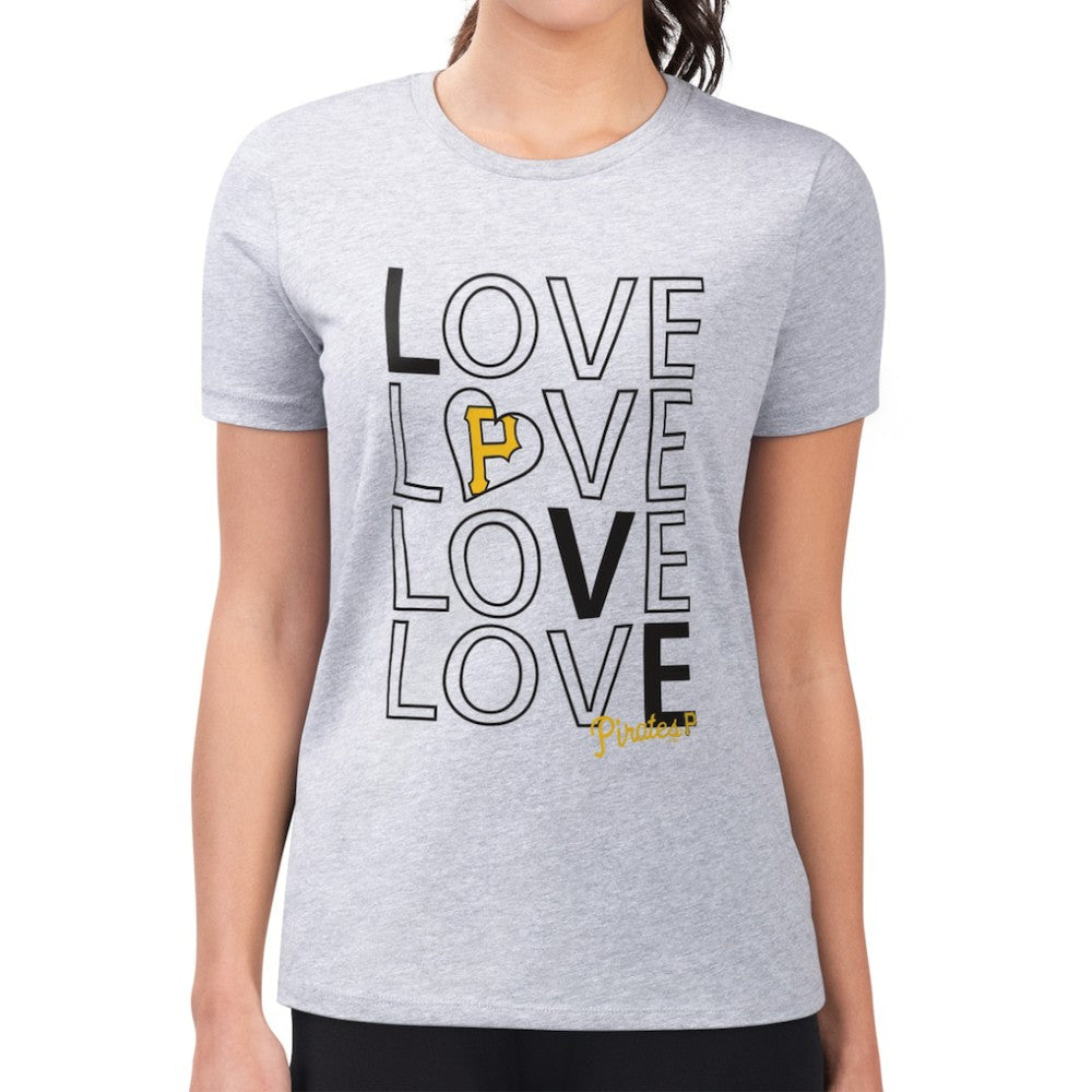 Heather Gray Pittsburgh Pirates G-III 4Her by Carl Banks Women's Super-Slim Fit Lightweight Love Graphic Team T-Shirt