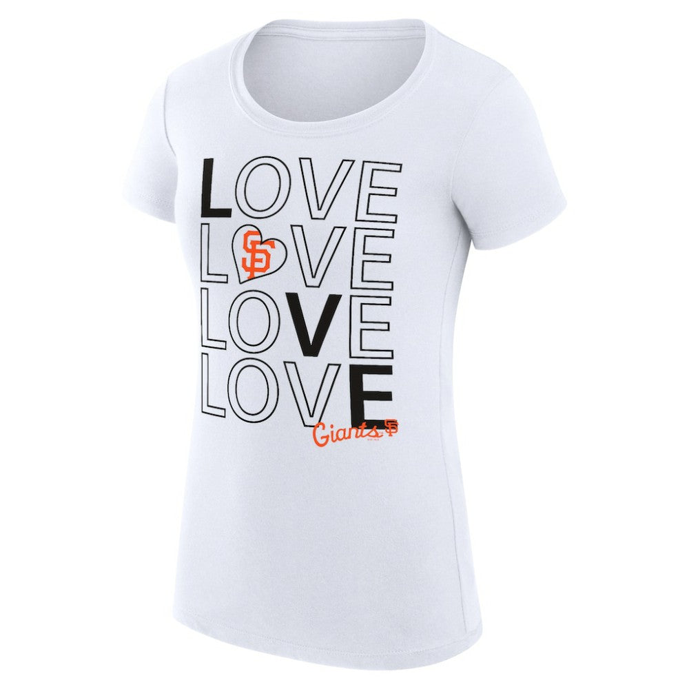 White San Francisco Giants G-III 4Her by Carl Banks Women's Super-Slim Fit Lightweight Love Graphic Team T-Shirt