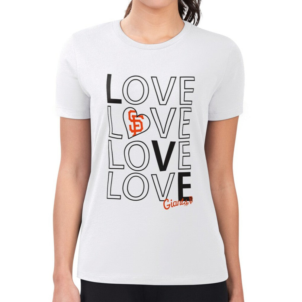 White San Francisco Giants G-III 4Her by Carl Banks Women's Super-Slim Fit Lightweight Love Graphic Team T-Shirt