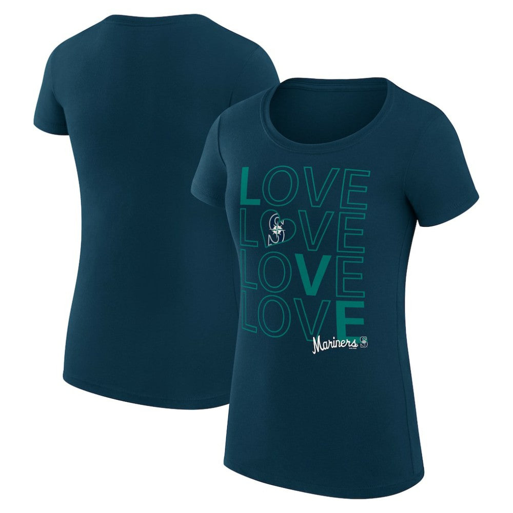 Navy Seattle Mariners G-III 4Her by Carl Banks Women's Super-Slim Fit Lightweight Love Graphic Team T-Shirt
