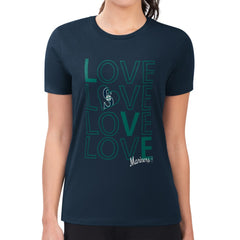 Navy Seattle Mariners G-III 4Her by Carl Banks Women's Super-Slim Fit Lightweight Love Graphic Team T-Shirt