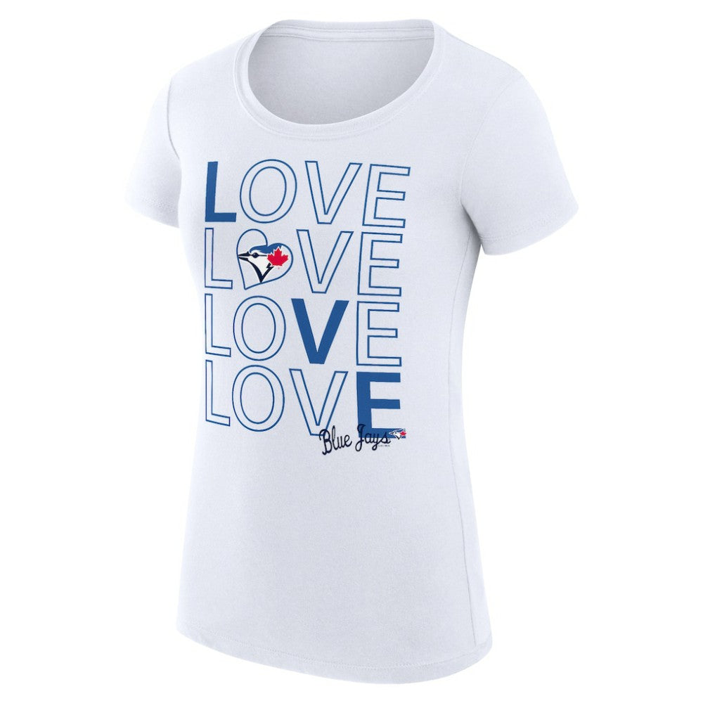 White Toronto Blue Jays G-III 4Her by Carl Banks Women's Super-Slim Fit Lightweight Love Graphic Team T-Shirt