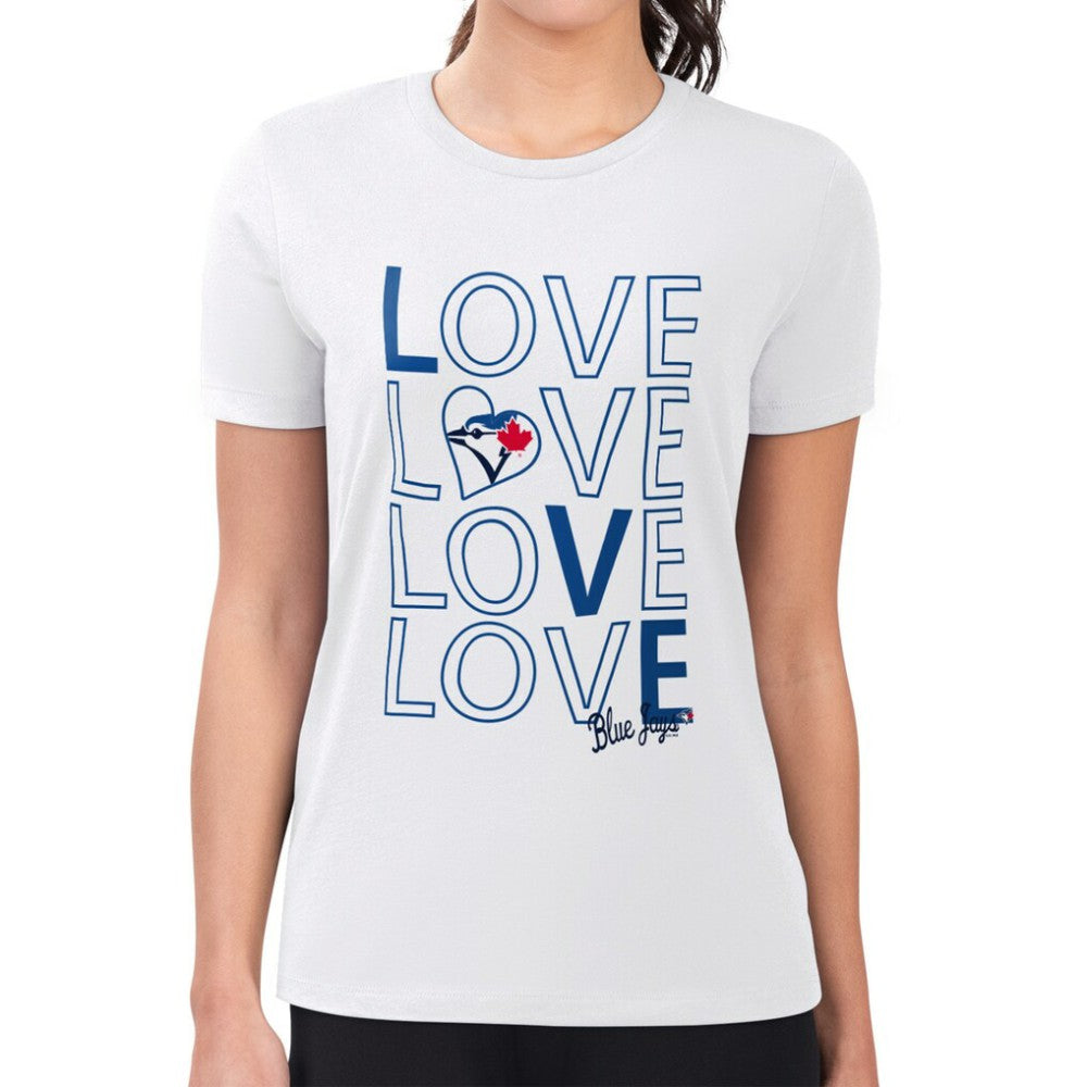 White Toronto Blue Jays G-III 4Her by Carl Banks Women's Super-Slim Fit Lightweight Love Graphic Team T-Shirt