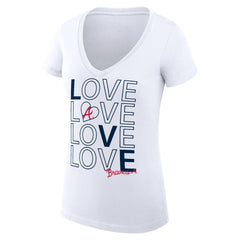 White Atlanta Braves G-III 4Her by Carl Banks Women's Super-Slim Fit Lightweight Love Graphic Team V-Neck T-Shirt