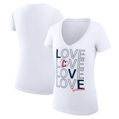 White Cleveland Guardians G-III 4Her by Carl Banks Women's Super-Slim Fit Lightweight Love Graphic Team V-Neck T-Shirt