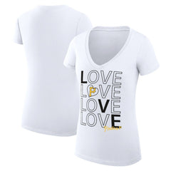 White Pittsburgh Pirates G-III 4Her by Carl Banks Women's Super-Slim Fit Lightweight Love Graphic Team V-Neck T-Shirt