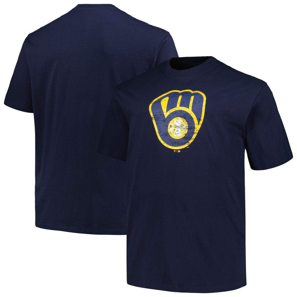 Navy Milwaukee Brewers Profile Big & Tall Primary Logo T-Shirt