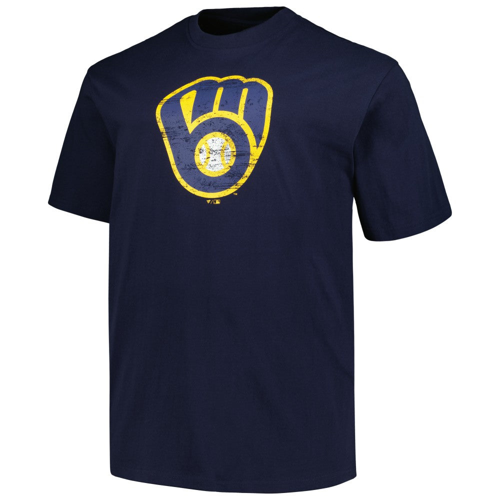 Navy Milwaukee Brewers Profile Big & Tall Primary Logo T-Shirt