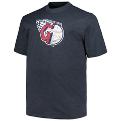 Heather Navy Cleveland Guardians Profile Big & Tall Weathered Logo T-Shirt