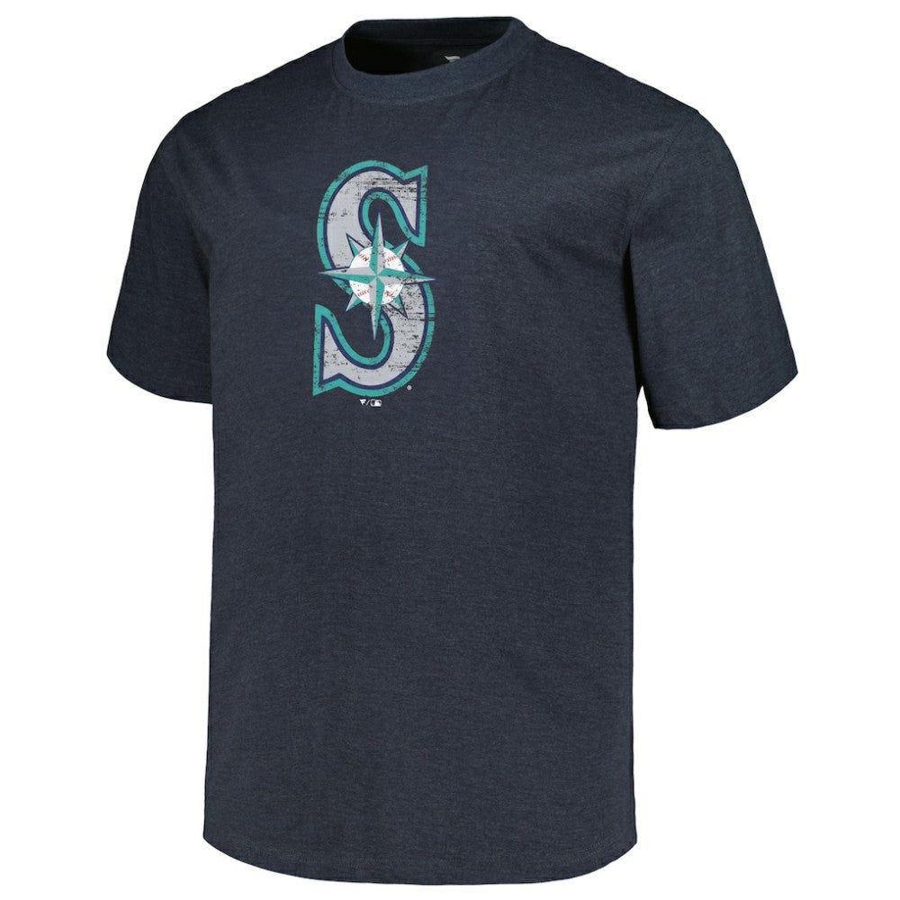 Heather Navy Seattle Mariners Profile Big & Tall Weathered Logo T-Shirt