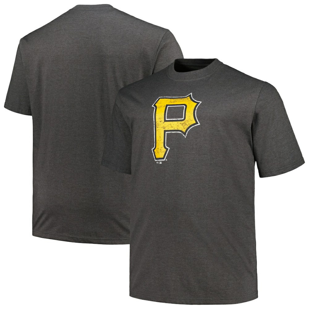 Heather Black Pittsburgh Pirates Profile Big & Tall Weathered Logo T-Shirt