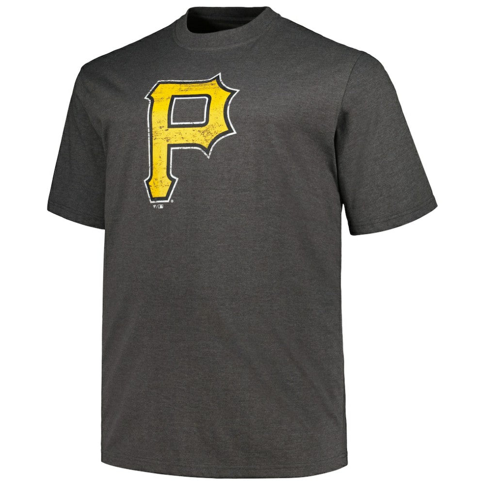 Heather Black Pittsburgh Pirates Profile Big & Tall Weathered Logo T-Shirt