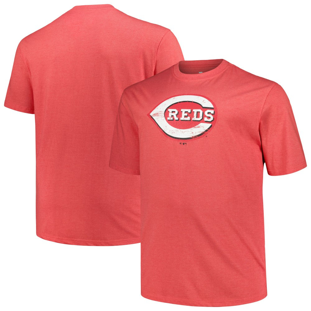Heather Red Cincinnati Reds Profile Big & Tall Weathered Logo T-Shirt