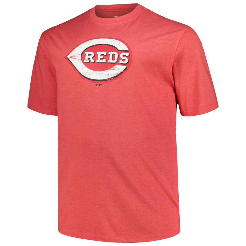 Heather Red Cincinnati Reds Profile Big & Tall Weathered Logo T-Shirt