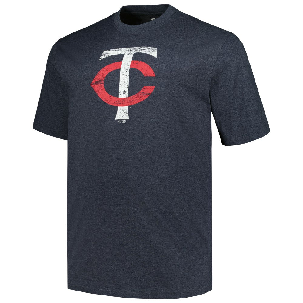 Heather Navy Minnesota Twins Profile Big & Tall Weathered Logo T-Shirt