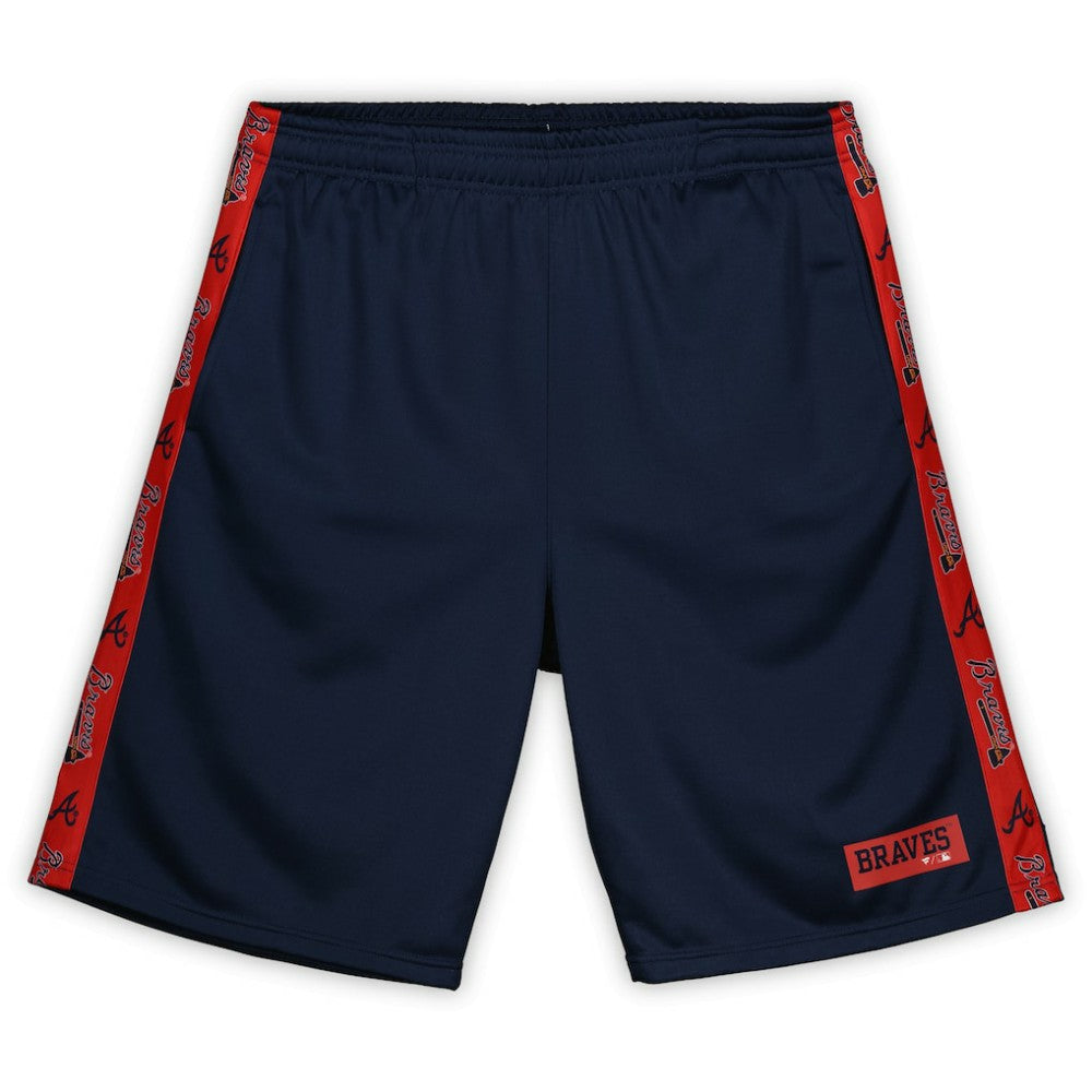 Navy Atlanta Braves Profile Big & Tall Fleece Shorts